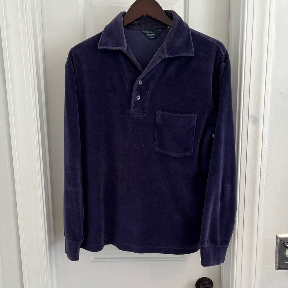 Vintage 1970s‎ JCPenney Men’s Velour 2-Button Pullover Navy Blue